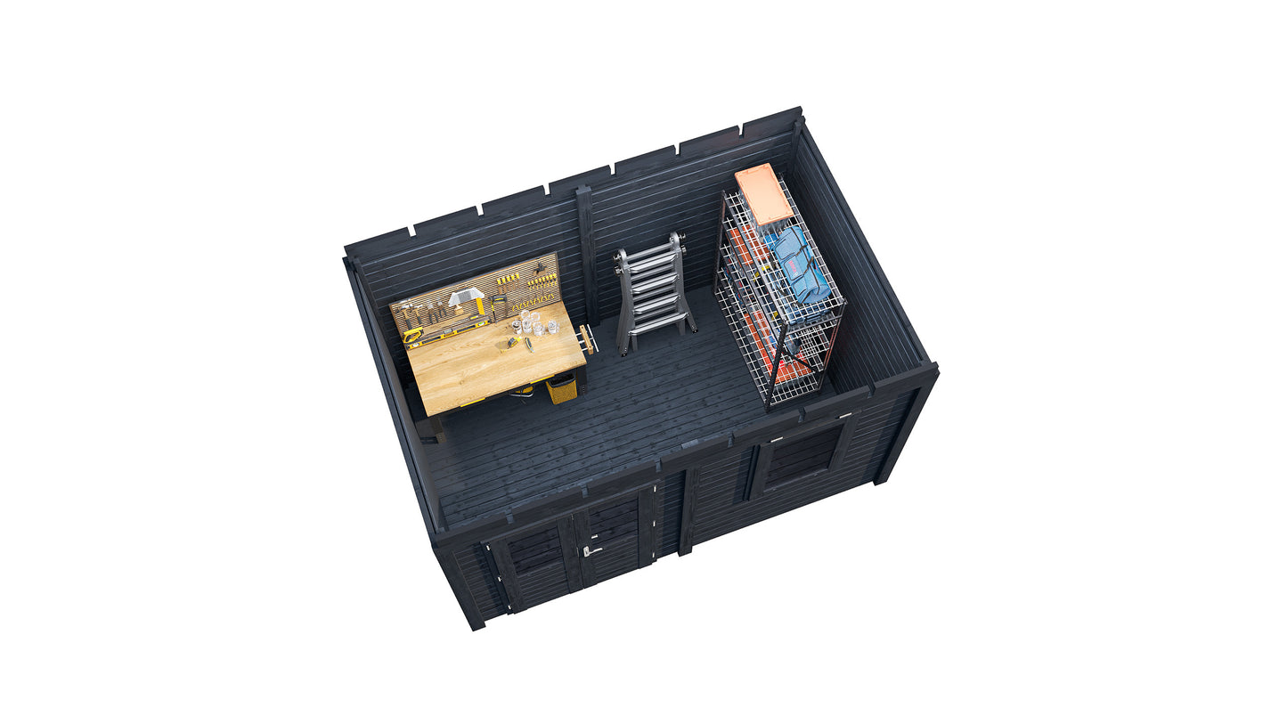 Lugarde Select Modern summerhouse 28mm Luton 388x250cm - Black Wood Oil