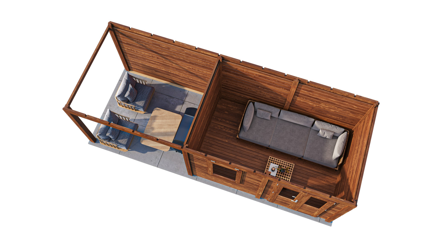 Lugarde Select Modern summerhouse 28mm with veranda Dublin 388x250cm + 300cm - Brown Wood Oil