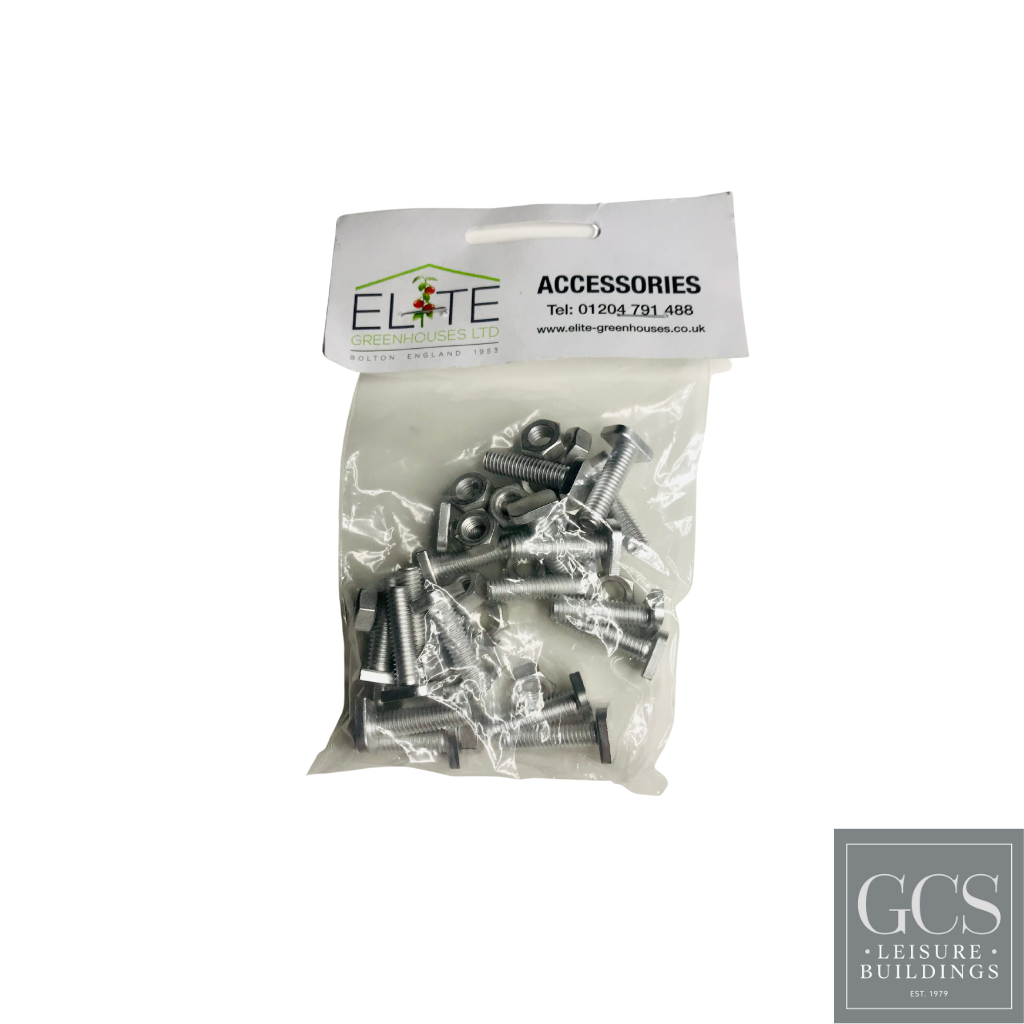 Elite greenhouse cropped head nuts and bolts x 20 (22mm)