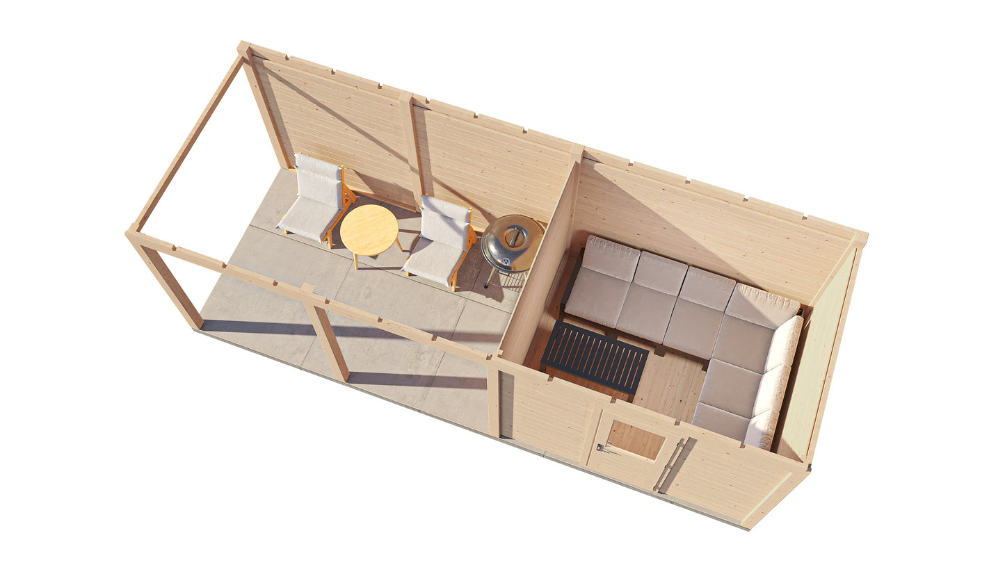 Lugarde Select Modern summerhouse 28mm with veranda Edinburgh 300x250cm + 400cm - Untreated
