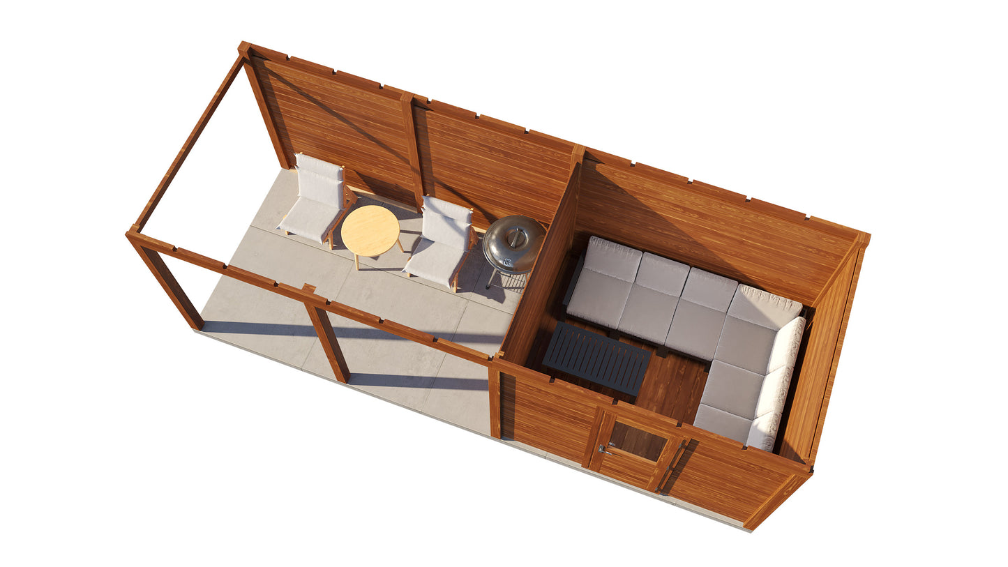 Lugarde Select Modern summerhouse 28mm with veranda Edinburgh 300x250cm + 400cm - Brown Wood Oil
