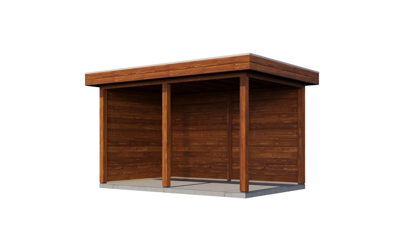 Lugarde Select Gazebo Andover 388x250cm 28mm - flatroof - Brown Wood Oil
