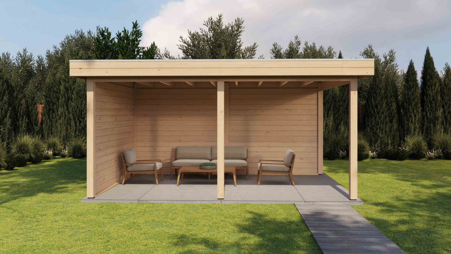 Lugarde Select Gazebo Christchurch 488x350cm 28mm - flatroof - Untreated
