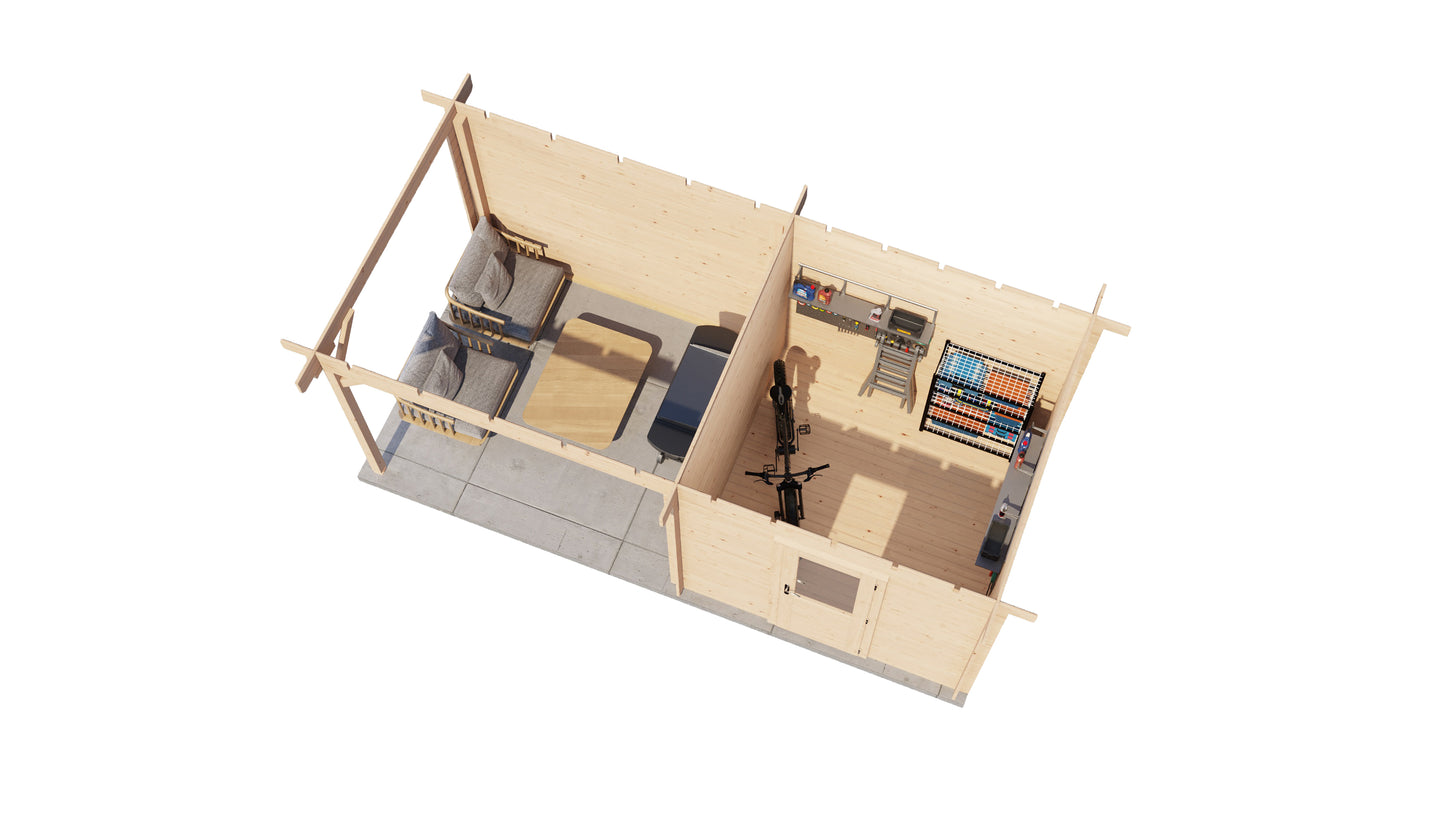 Lugarde Select Log Cabin with veranda Cotswold 250x250cm + 300cm - Untreated