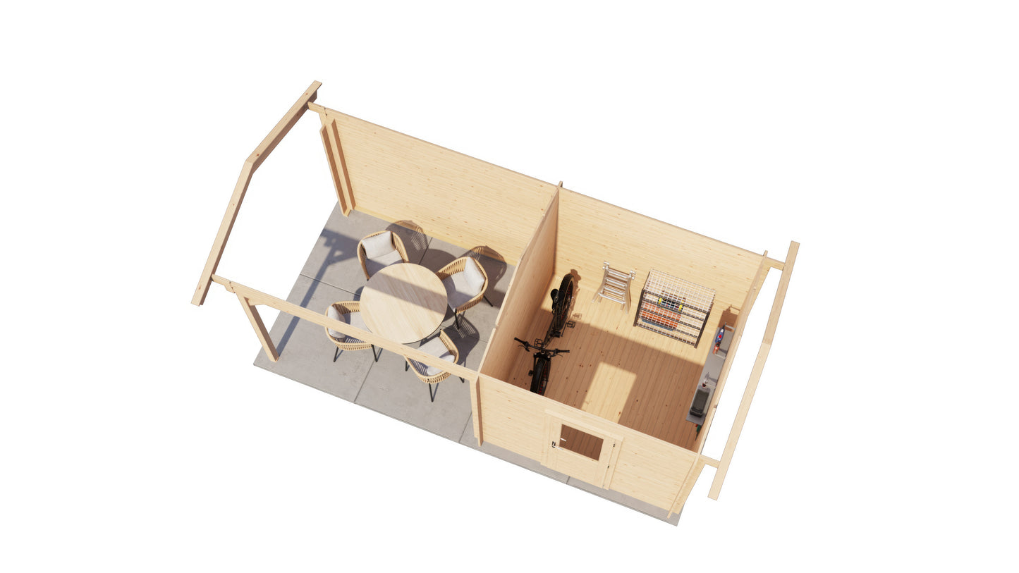 Lugarde Select Log Cabin with veranda Snowdonia 250x250cm + 300cm - Untreated