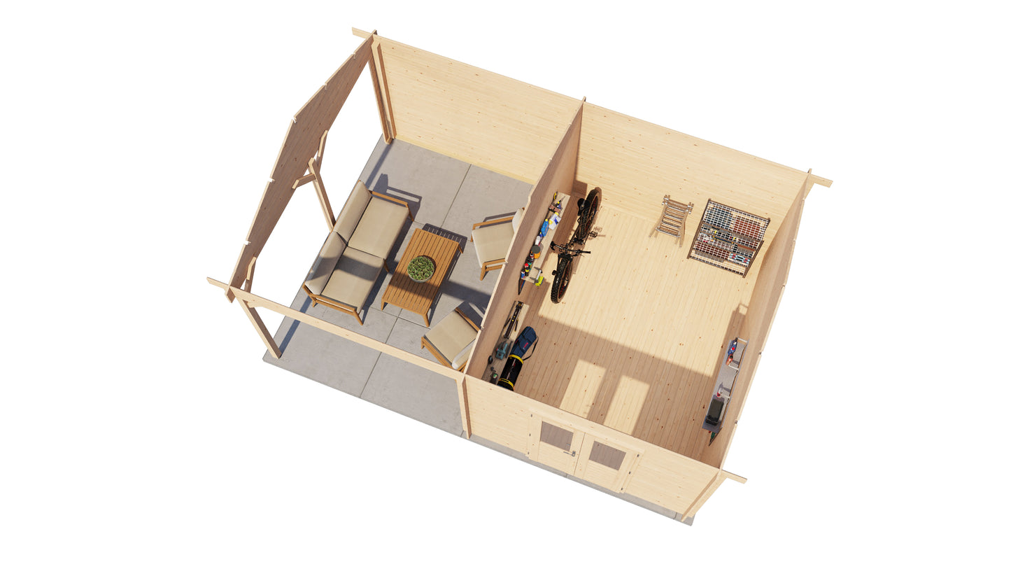 Lugarde Select Log Cabin with veranda Clwyd 300x400cm + 300cm - Untreated