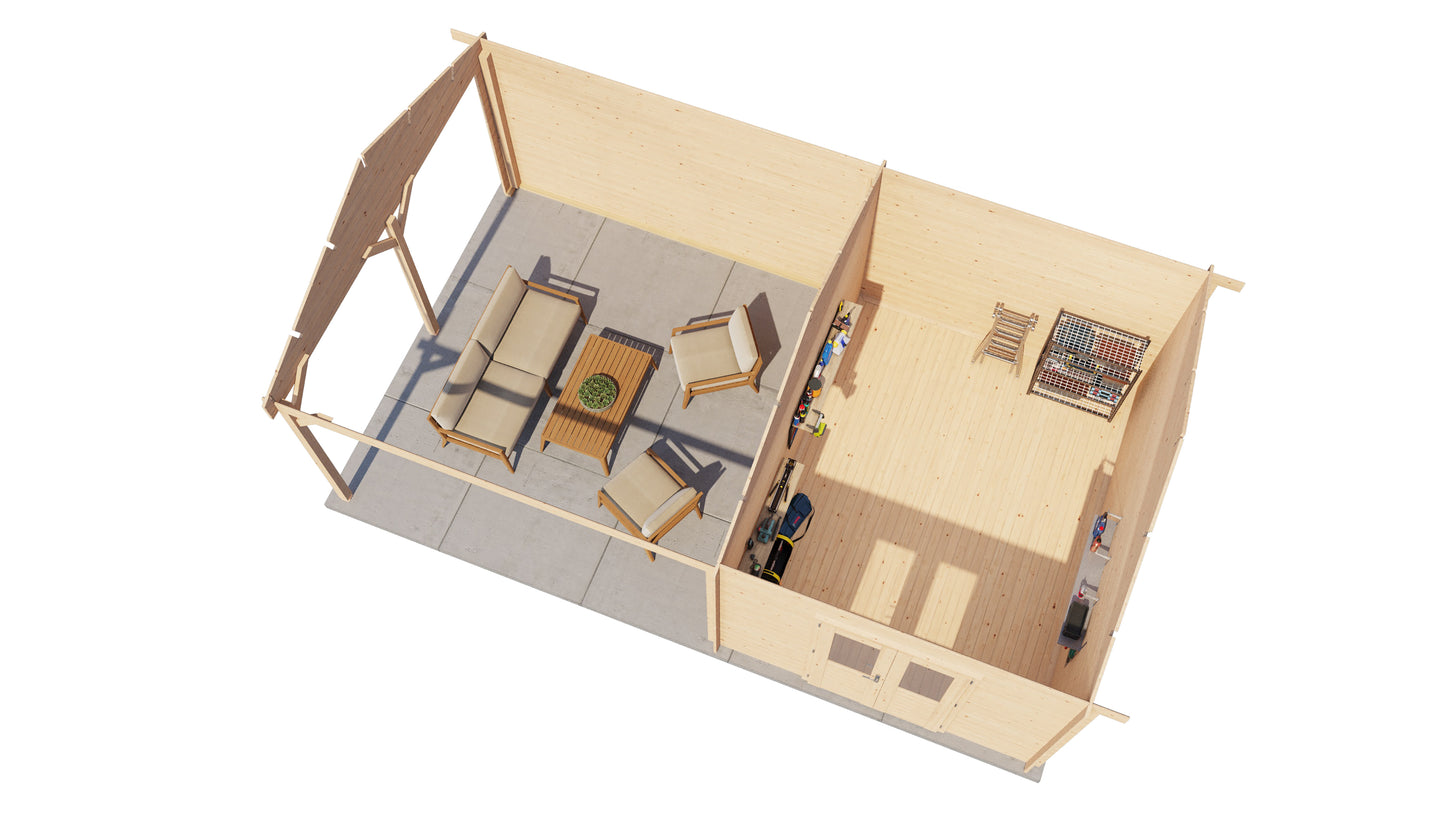 Lugarde Select Log Cabin with veranda Westminster 300x400cm + 400cm - Untreated