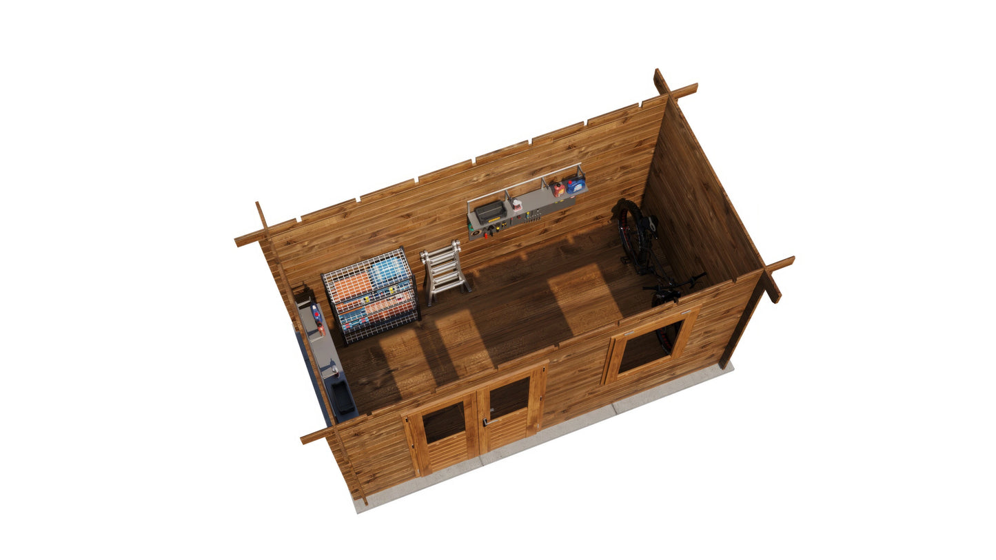 Lugarde Select Log Cabin Stonehenge 400x200cm - Pressure treated Brown