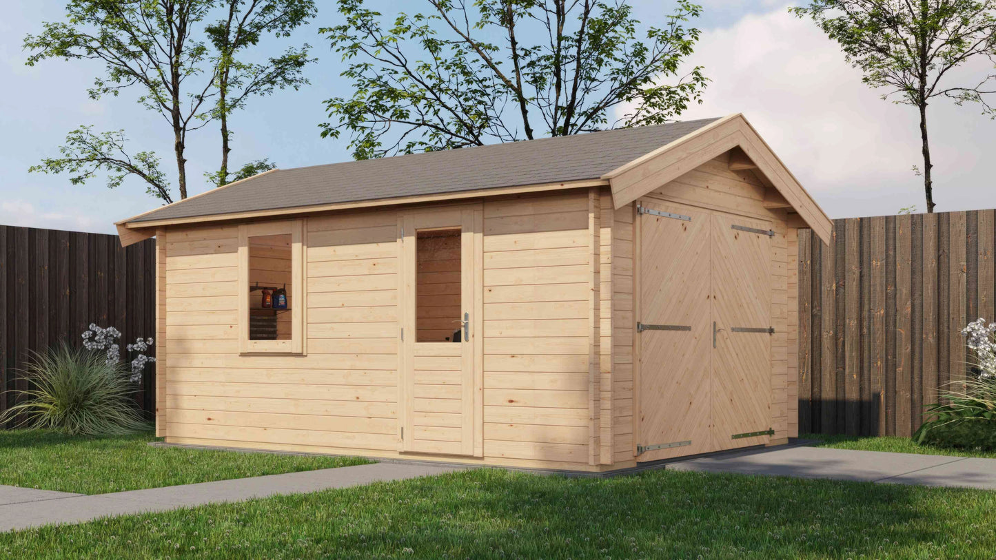 Lugarde Select Log Cabin Arun with garage door 350x500cm - Untreated