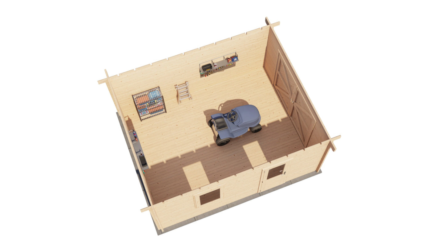 Lugarde Select Log Cabin Stratford with garage door 400x500cm - Untreated