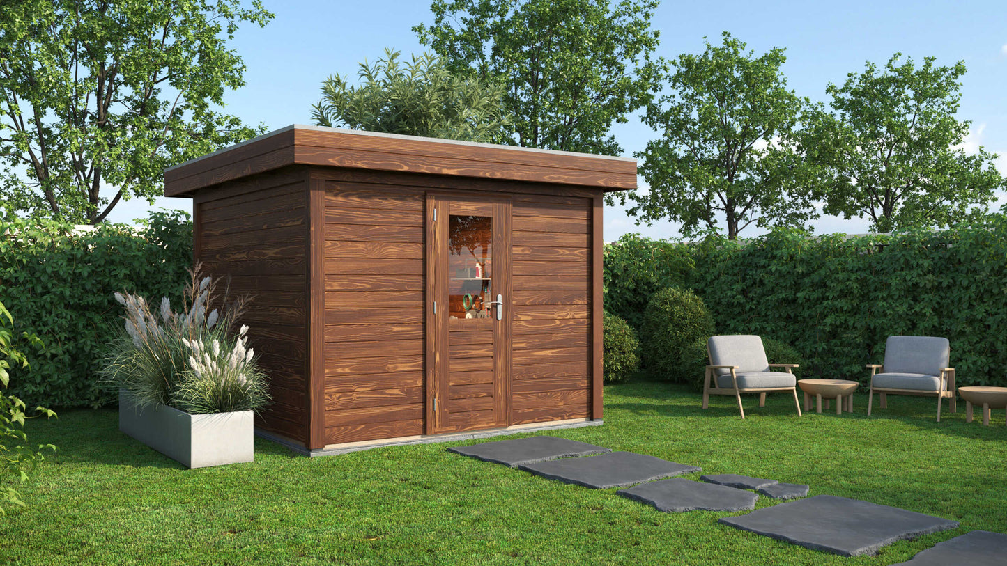 Lugarde Select Modern summerhouse 28mm Kent 300x300cm - Brown Wood Oil