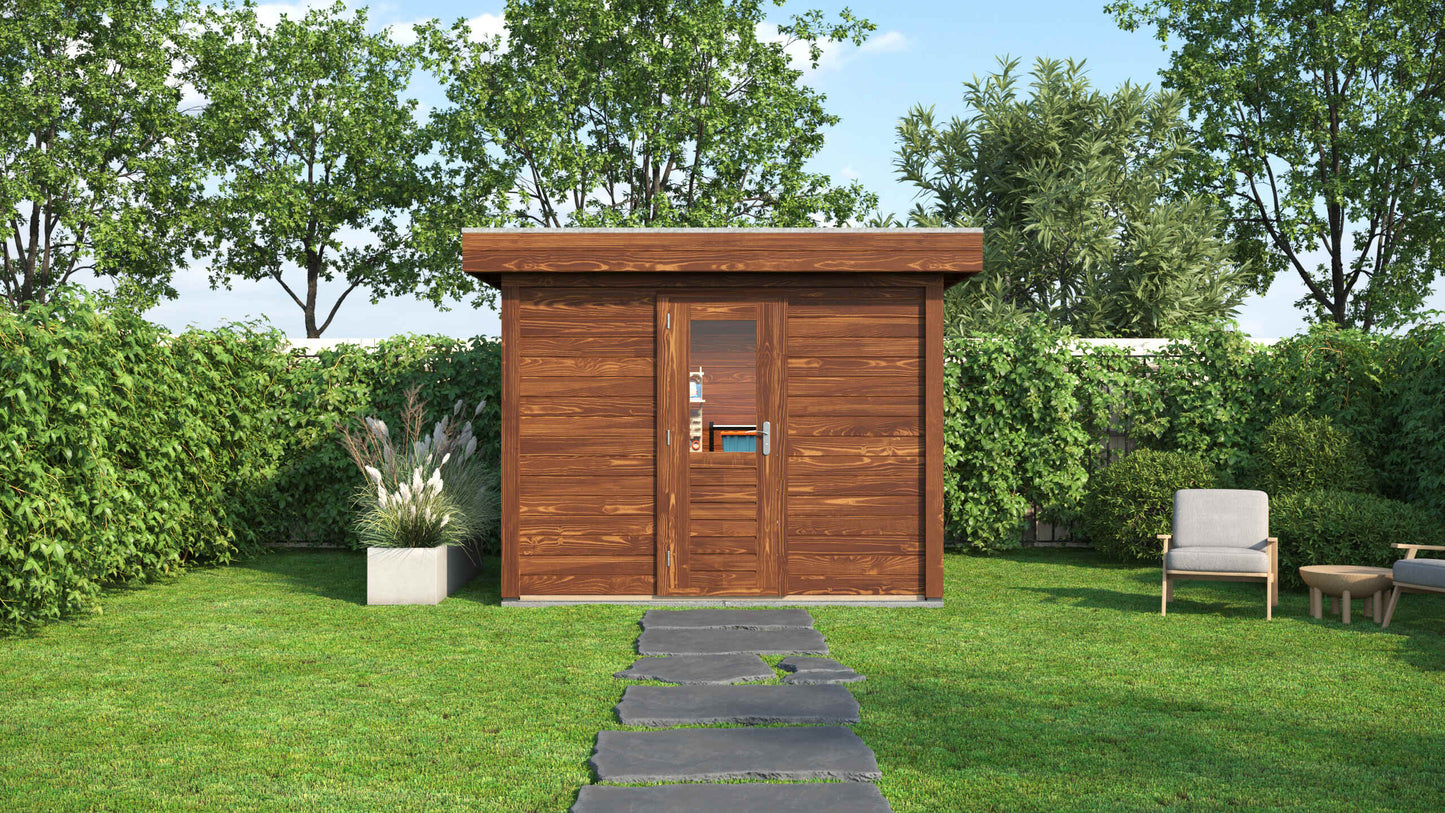 Lugarde Select Modern summerhouse 28mm Kent 300x300cm - Brown Wood Oil