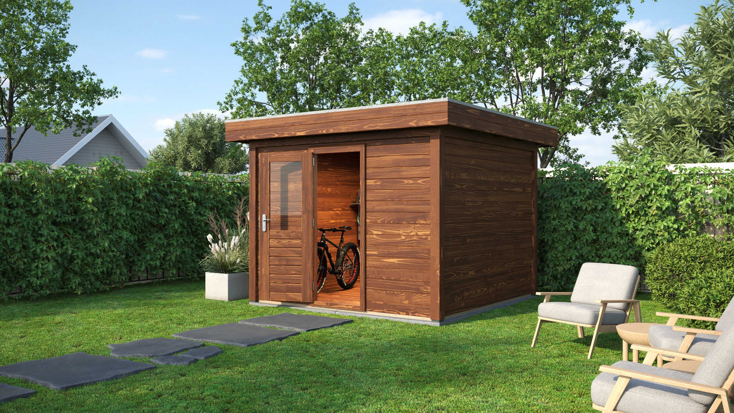 Lugarde Select Modern summerhouse 28mm Kent 300x300cm - Brown Wood Oil
