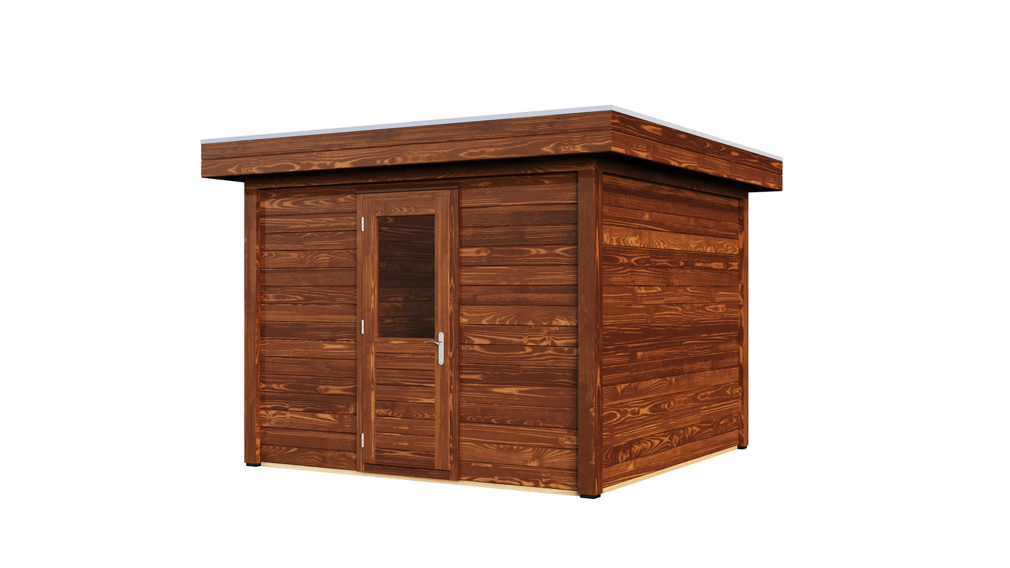 Lugarde Select Modern summerhouse 28mm Kent 300x300cm - Brown Wood Oil