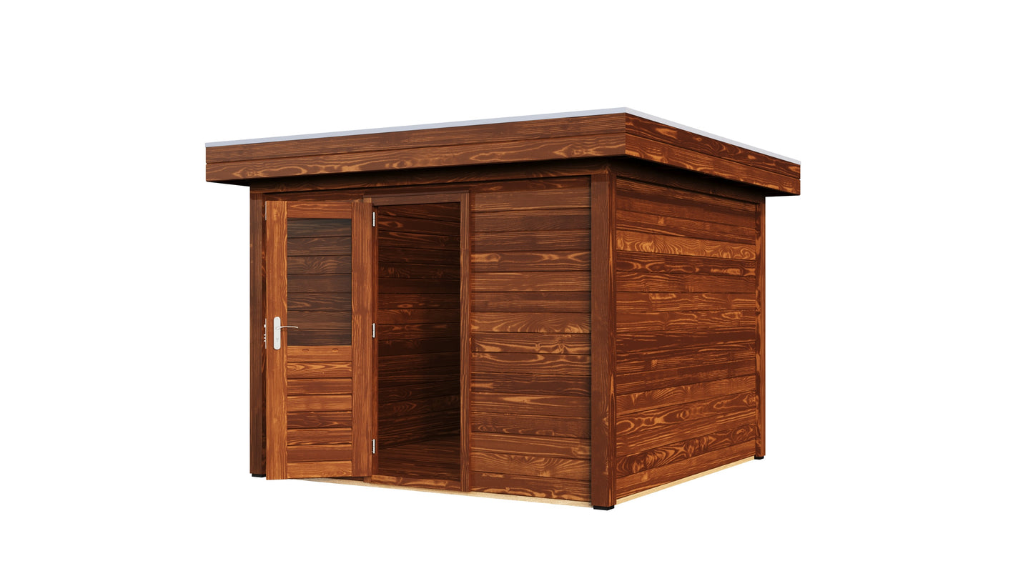 Lugarde Select Modern summerhouse 28mm Kent 300x300cm - Brown Wood Oil