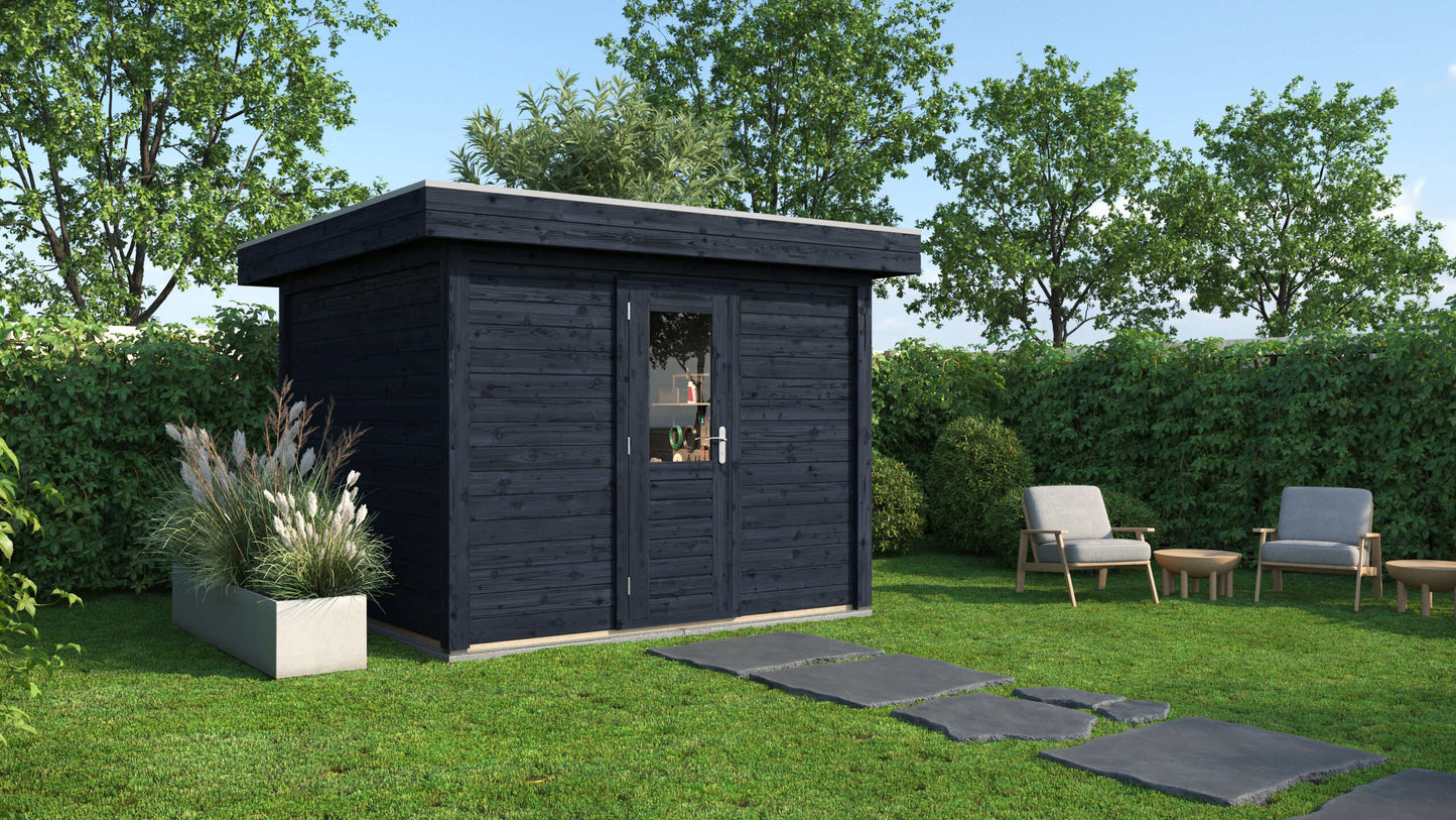 Lugarde Select Modern summerhouse 28mm Kent 300x300cm - Black Wood Oil