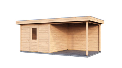 Lugarde Select Modern summerhouse 28mm with veranda Cambridge 300x300cm + 300cm - Untreated
