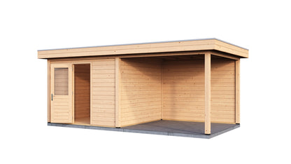 Lugarde Select Modern summerhouse 28mm with veranda Cambridge 300x300cm + 300cm - Untreated