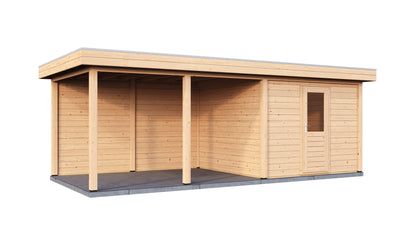 Lugarde Select Modern summerhouse 28mm with veranda Glasgow 300x300cm + 400cm - Untreated