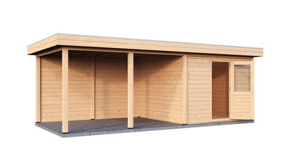 Lugarde Select Modern summerhouse 28mm with veranda Glasgow 300x300cm + 400cm - Untreated