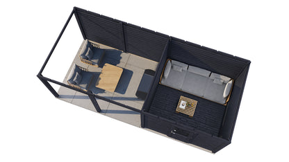 Lugarde Select Modern summerhouse 28mm with veranda Glasgow 300x300cm + 400cm - Black Wood Oil