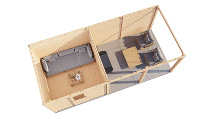 Lugarde Select Modern summerhouse 28mm with veranda Glasgow 300x300cm + 400cm - Untreated