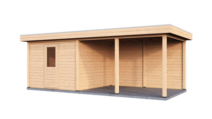 Lugarde Select Modern summerhouse 28mm with veranda Glasgow 300x300cm + 400cm - Untreated