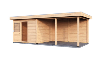 Lugarde Select Modern summerhouse 28mm with veranda Glasgow 300x300cm + 400cm - Untreated