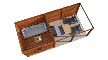 Lugarde Select Modern summerhouse 28mm with veranda Glasgow 300x300cm + 400cm - Brown Wood Oil