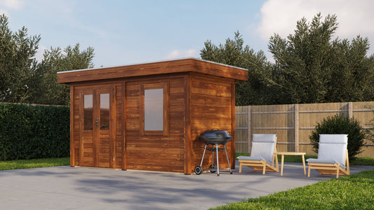 Lugarde Select Modern summerhouse 28mm Aberdeen 388x200cm - Brown Wood Oil