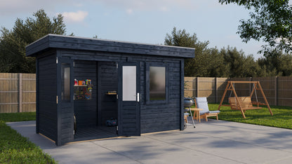 Lugarde Select Modern summerhouse 28mm Aberdeen 388x200cm - Black Wood Oil