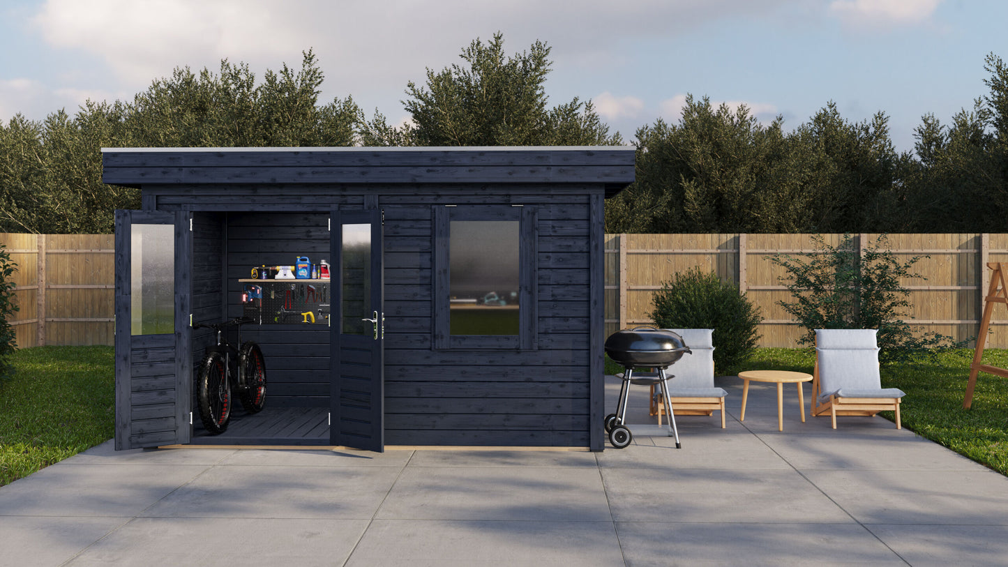 Lugarde Select Modern summerhouse 28mm Aberdeen 388x200cm - Black Wood Oil