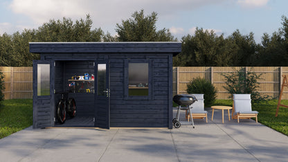 Lugarde Select Modern summerhouse 28mm Aberdeen 388x200cm - Black Wood Oil