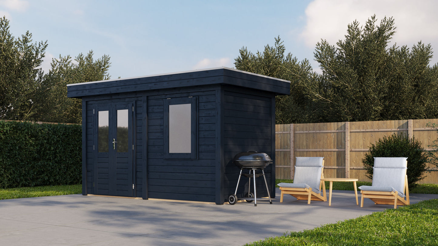 Lugarde Select Modern summerhouse 28mm Aberdeen 388x200cm - Black Wood Oil