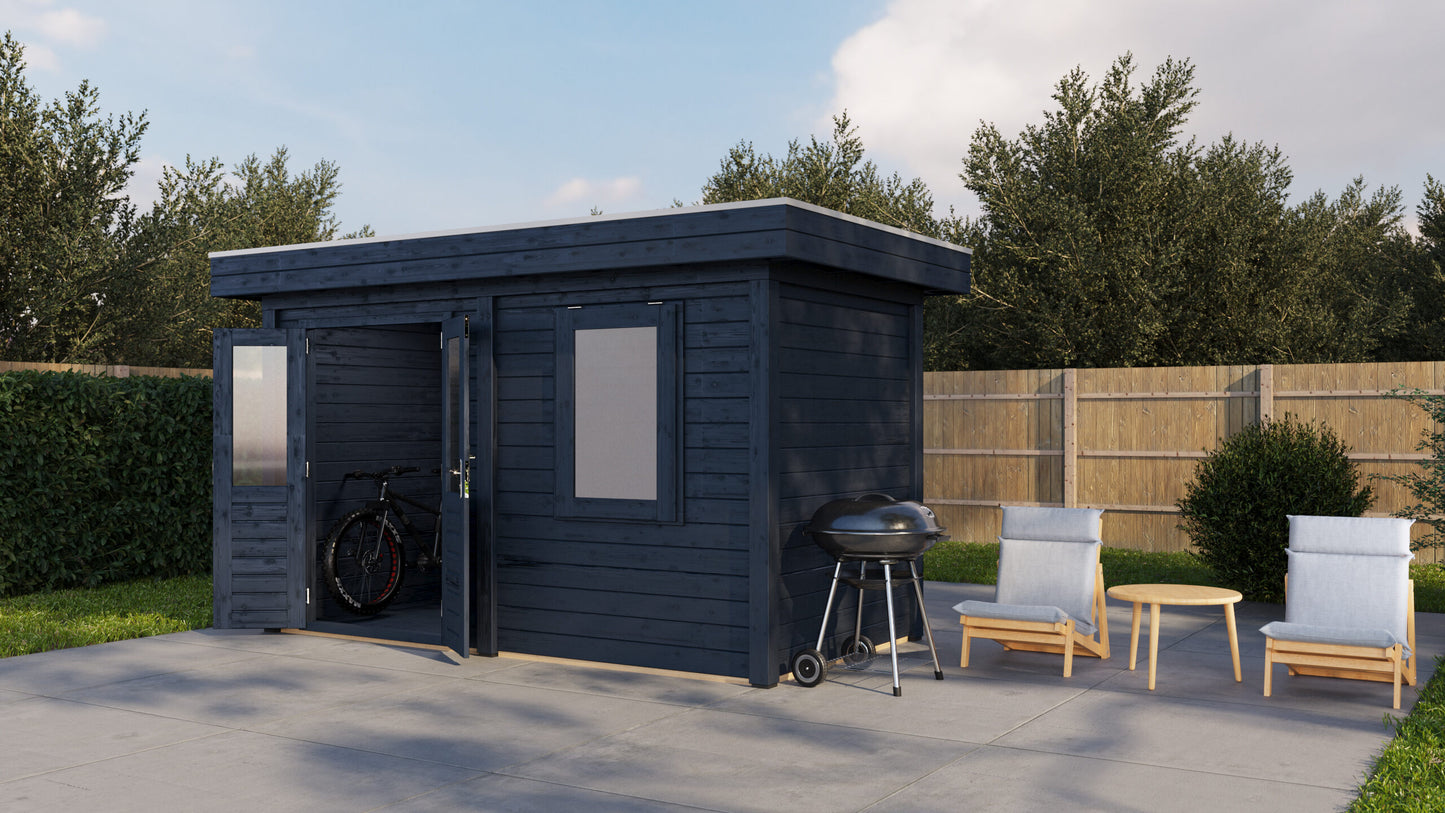 Lugarde Select Modern summerhouse 28mm Aberdeen 388x200cm - Black Wood Oil