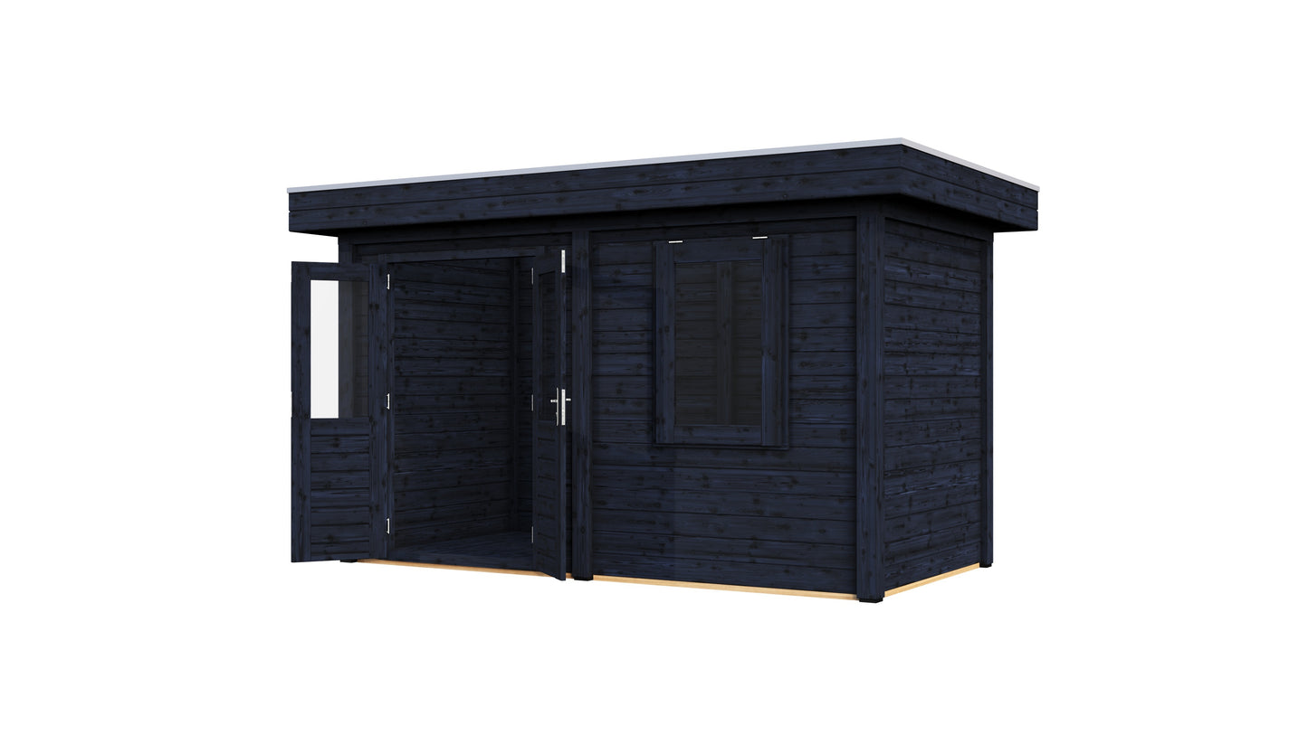 Lugarde Select Modern summerhouse 28mm Aberdeen 388x200cm - Black Wood Oil