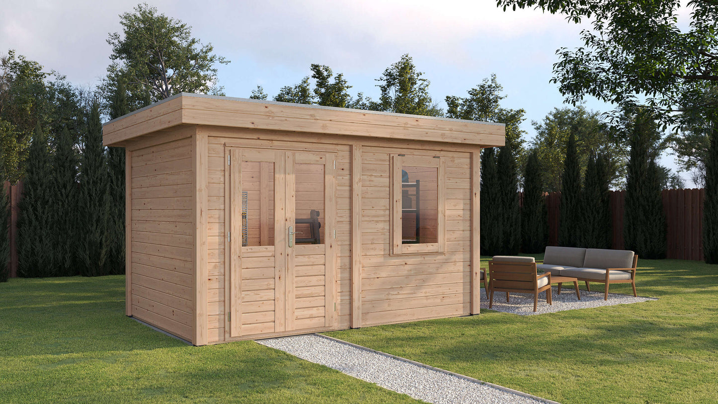 Lugarde Select Modern summerhouse 28mm Luton 388x250cm - Untreated