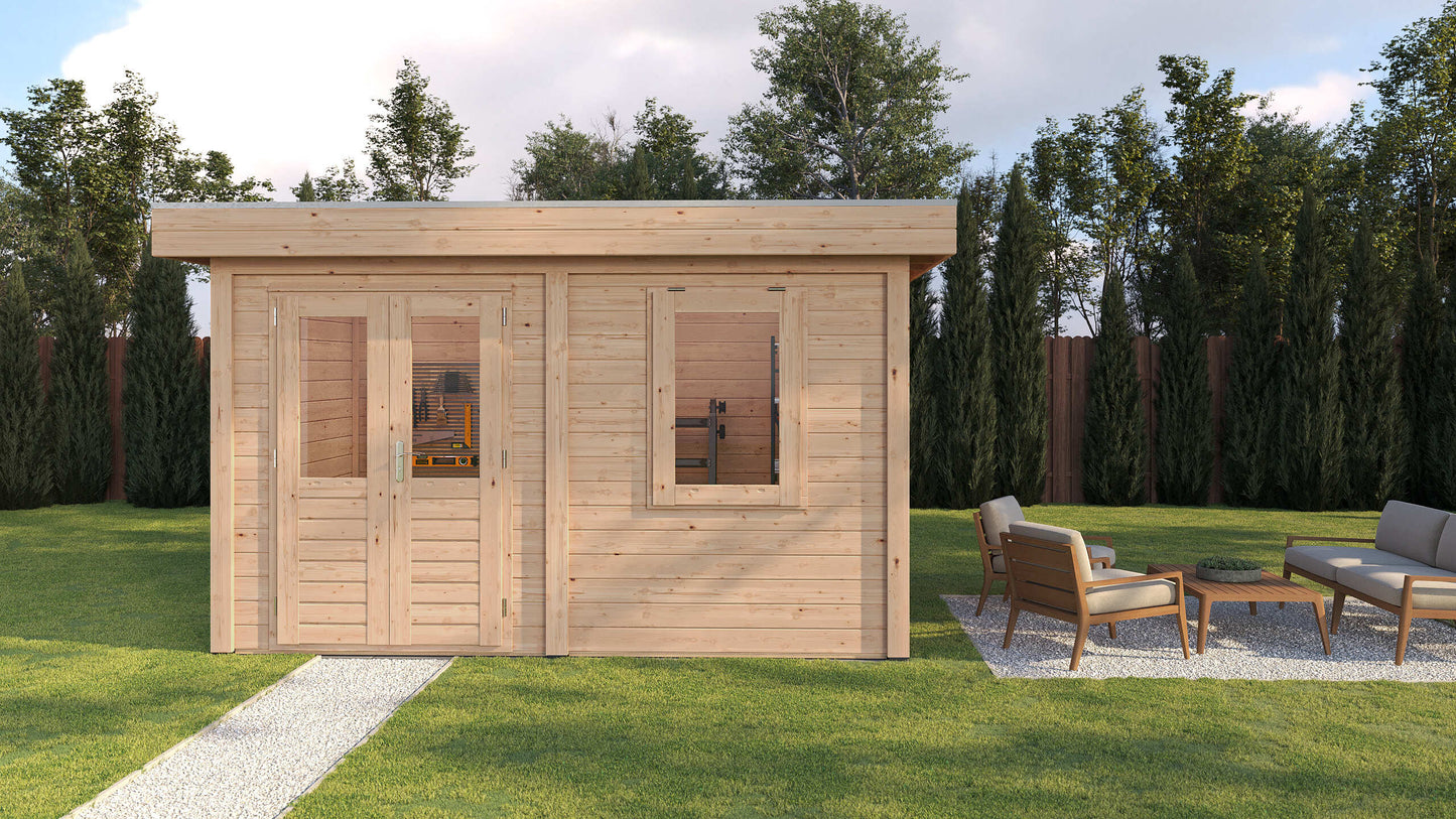 Lugarde Select Modern summerhouse 28mm Luton 388x250cm - Untreated