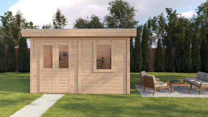 Lugarde Select Modern summerhouse 28mm Luton 388x250cm - Untreated