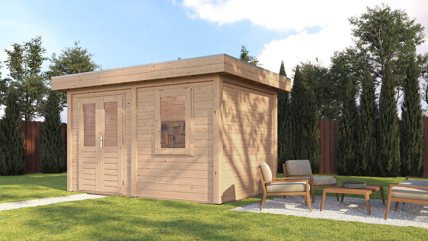 Lugarde Select Modern summerhouse 28mm Luton 388x250cm - Untreated