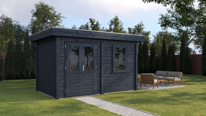Lugarde Select Modern summerhouse 28mm Luton 388x250cm - Black Wood Oil