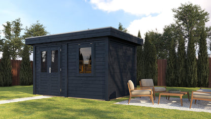 Lugarde Select Modern summerhouse 28mm Luton 388x250cm - Black Wood Oil