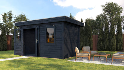Lugarde Select Modern summerhouse 28mm Luton 388x250cm - Black Wood Oil