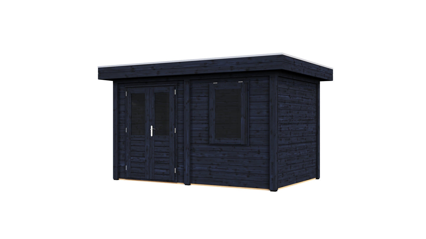 Lugarde Select Modern summerhouse 28mm Luton 388x250cm - Black Wood Oil