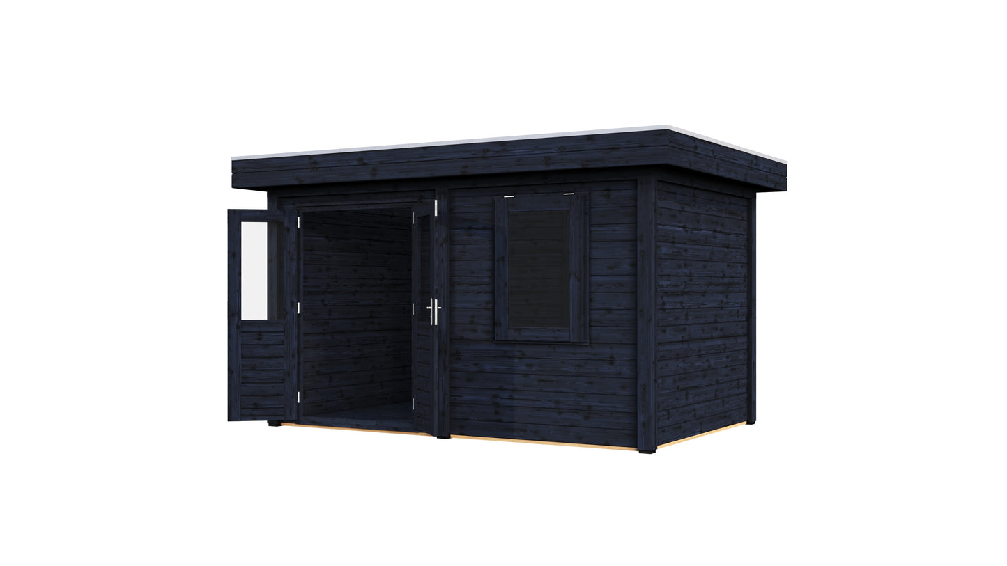 Lugarde Select Modern summerhouse 28mm Luton 388x250cm - Black Wood Oil