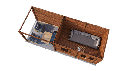 Lugarde Select Modern summerhouse 28mm with veranda Dublin 388x250cm + 300cm - Brown Wood Oil