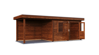 Lugarde Select Modern summerhouse 28mm with veranda Dublin 388x250cm + 300cm - Brown Wood Oil