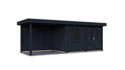 Lugarde Select Modern summerhouse 28mm with veranda Dublin 388x250cm + 300cm - Black Wood Oil