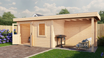 Lugarde Select Modern summerhouse 28mm with veranda Dublin 388x250cm + 300cm - Untreated