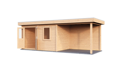 Lugarde Select Modern summerhouse 28mm with veranda Dublin 388x250cm + 300cm - Untreated